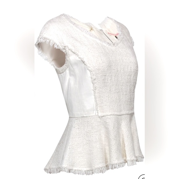 Rebecca Taylor tweed and genuine leather peplum top - Picture 3 of 9